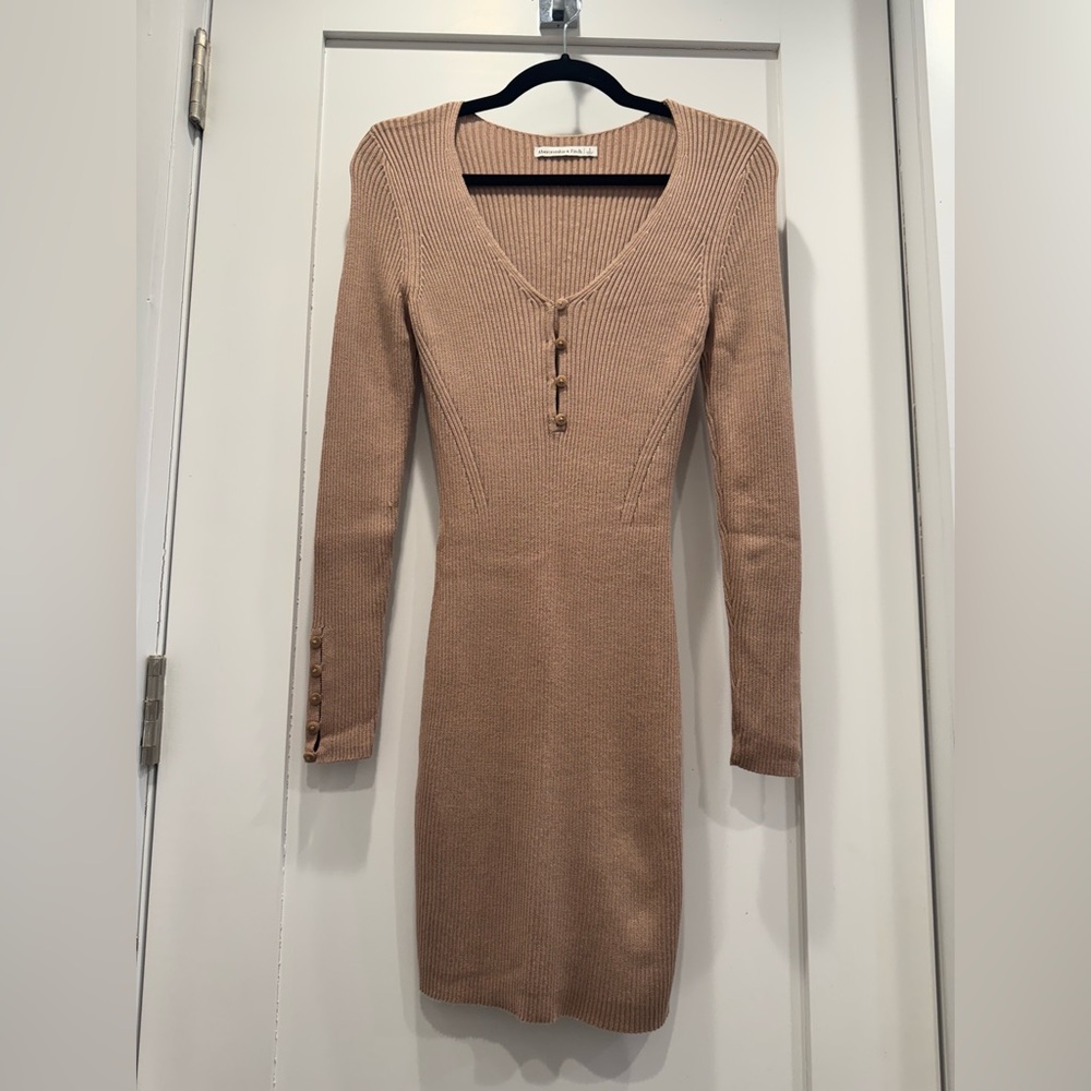 Abercrombie & Fitch Tan Ribbed Bodycon Dress